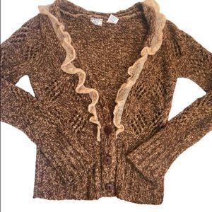 BKE Ruffled Knit Cardigan Size Medium